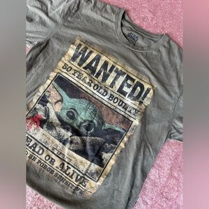 Star Wars Baby Yoda Shirt Mens L Green Wanted Poster Mad Engine, Fans, Authentic